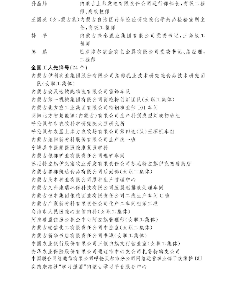 2026年全国五一劳动奖名单公布！内蒙古的有→4