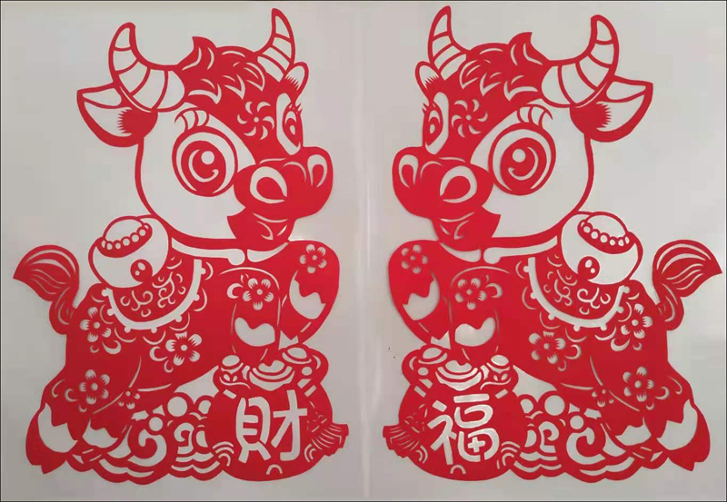 双牛图 (剪纸 郭建英)