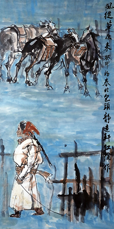 风从草原来（国画 刘红花）